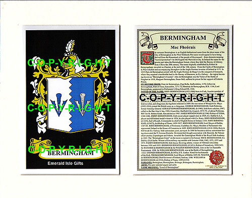 Bermingham Family Crest and Name History