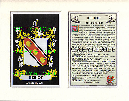 Bishop Family Crest and Name History