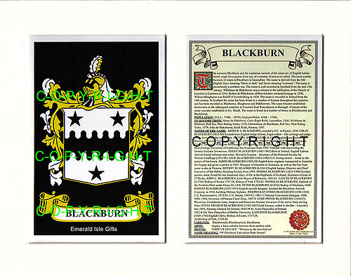 Blackburn Family Crest and Name History