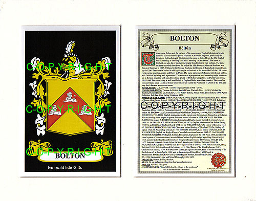 Bolton Family Crest and Name History