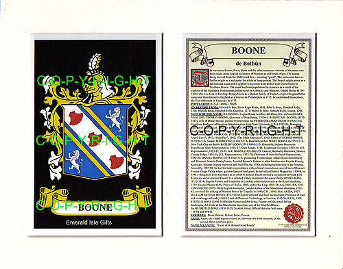 Boone Family Crest and Name History