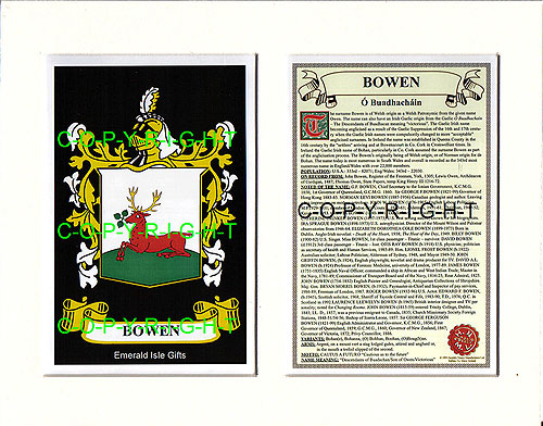 Bowen Family Crest and Name History