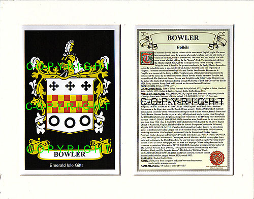 Bowler Family Crest and Name History