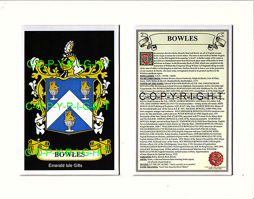 Bowles Family Crest and Name History