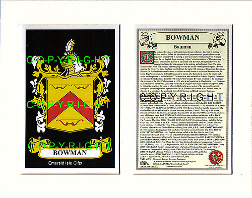 Bowman Family Crest and Name History