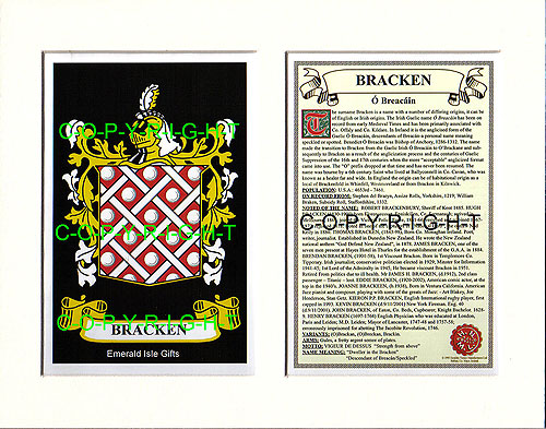 Bracken Family Crest and Name History