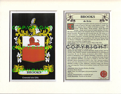 Brooks Family Crest and Name History