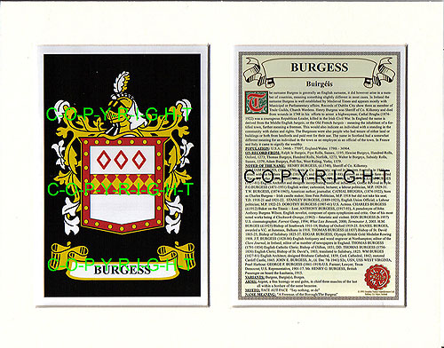 Burgess Family Crest and Name History