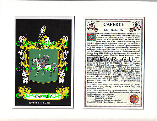 Caffrey Family Crest and Name History