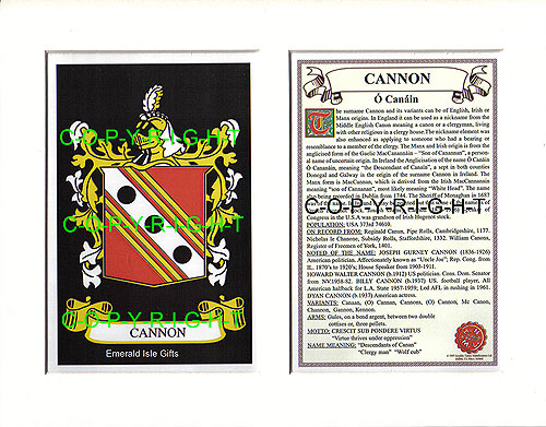 Cannon Family Crest and Name History