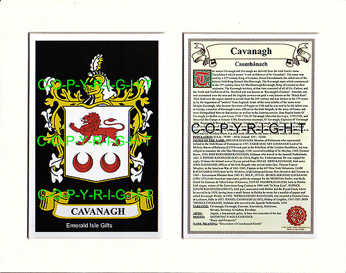 Cavanagh Family Crest and Name History