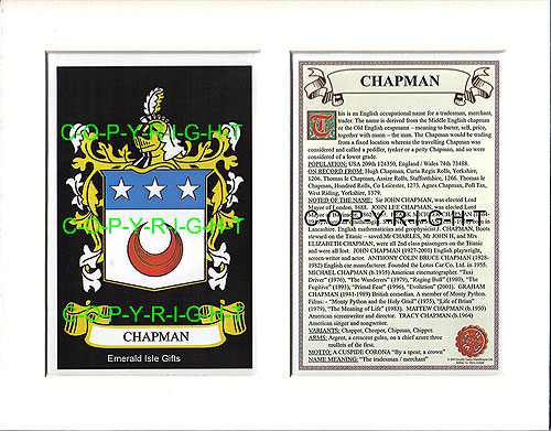 Chapman Family Crest and Name History