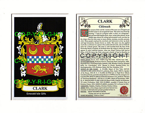 Clark Family Crest and Name History