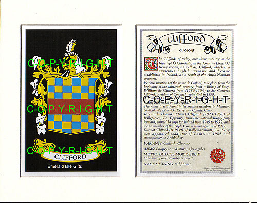 Clifford Family Crest and Name History