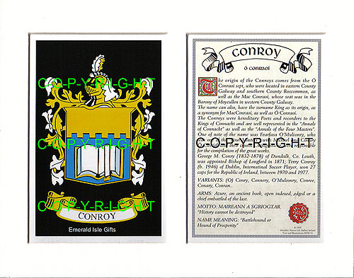 Conroy Family Crest and Name History