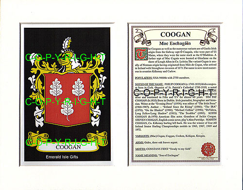 Coogan Family Crest and Name History