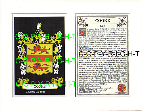 Cooke Family Crest and Name History