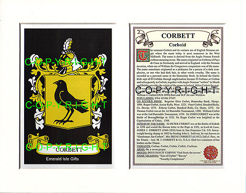 Corbett Family Crest and Name History