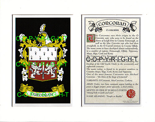 Corcoran Family Crest and Name History