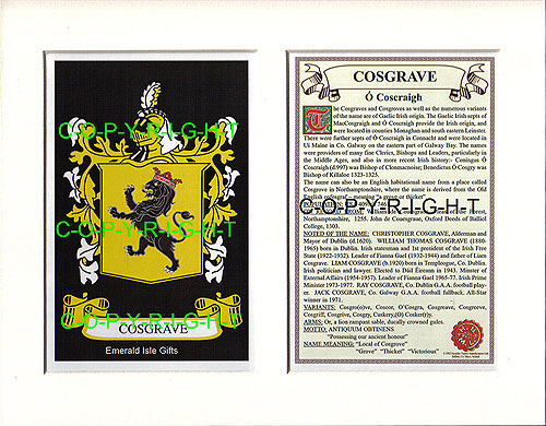 Cosgrave Family Crest and Name History