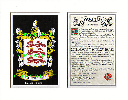 Coughlan Family Crest and Name History