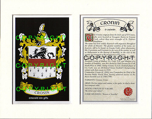 Cronin Family Crest and Name History