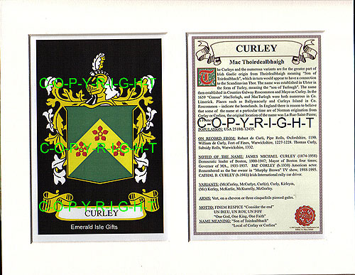 Curley Family Crest and Name History