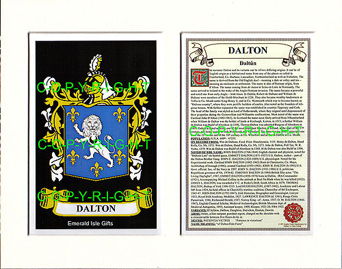 Dalton Family Crest and Name History