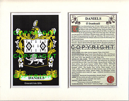 Daniels Family Crest and Name History