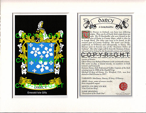 Darcy Family Crest and Name History