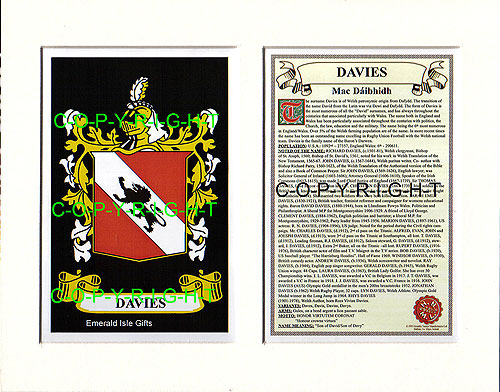 Davies Family Crest and Name History