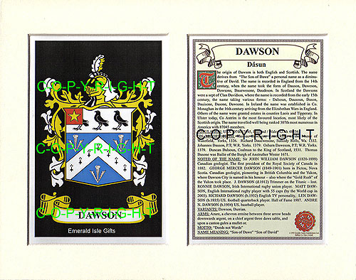 Dawson Family Crest and Name History