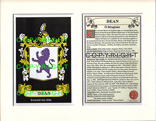 Dean Family Crest and Name History