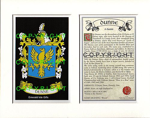 Dunne Family Crest and Name History