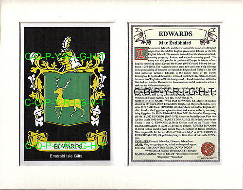 DUNLEVY to EDWARDS Family Crest and Name History