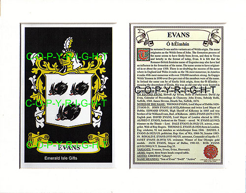 Evans Family Crest and Name History