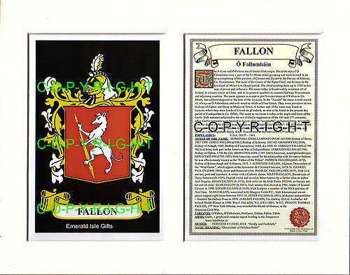 EGAN to FALLON Family Crest and Name History