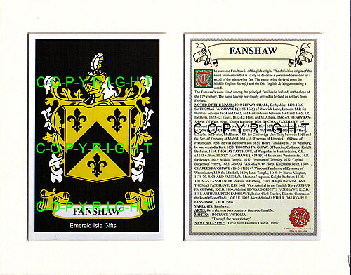 Fanshaw Family Crest and Name History