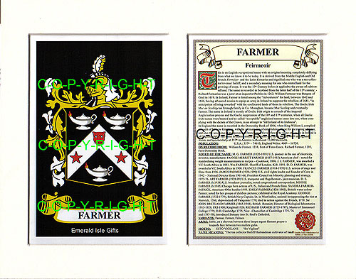 Farmer Family Crest and Name History