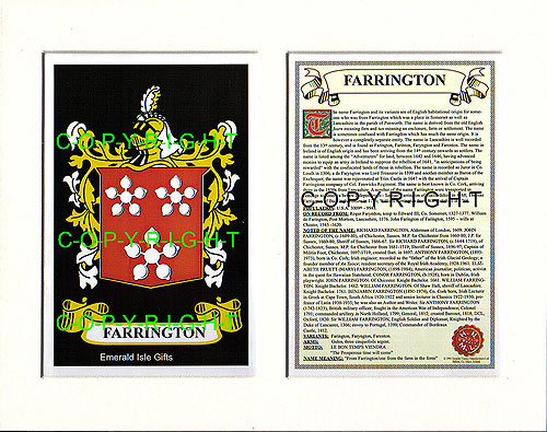 Farrington Family Crest and Name History