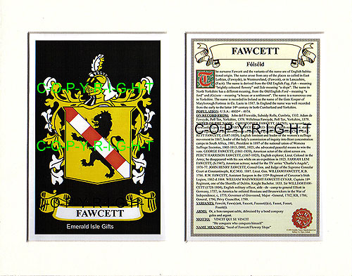 Fawcett Family Crest and Name History