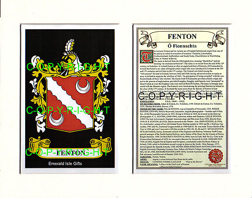 Fenton Family Crest and Name History