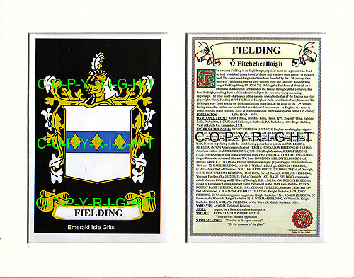 Fielding Family Crest and Name History