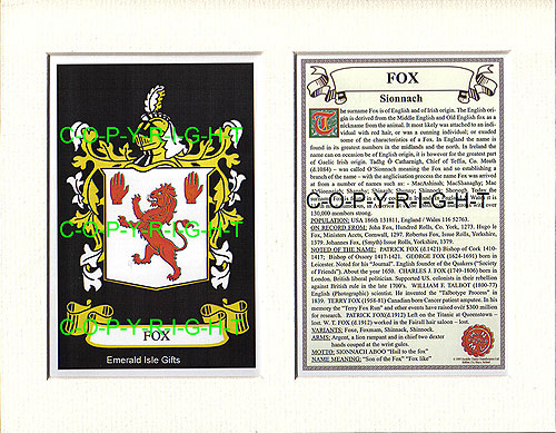 Fox Family Crest and Name History