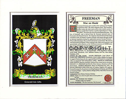 Freeman Family Crest and Name History