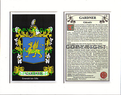 Gardner Family Crest and Name History