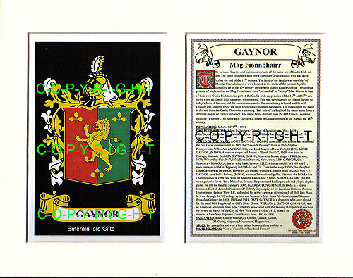 Gaynor Family Crest and Name History