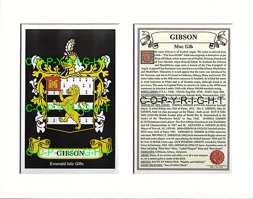 Gibson Family Crest and Name History