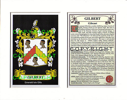 Gilbert Family Crest and Name History