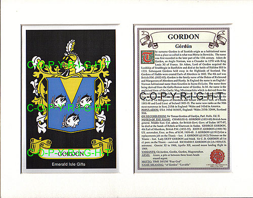 Gordon Family Crest and Name History